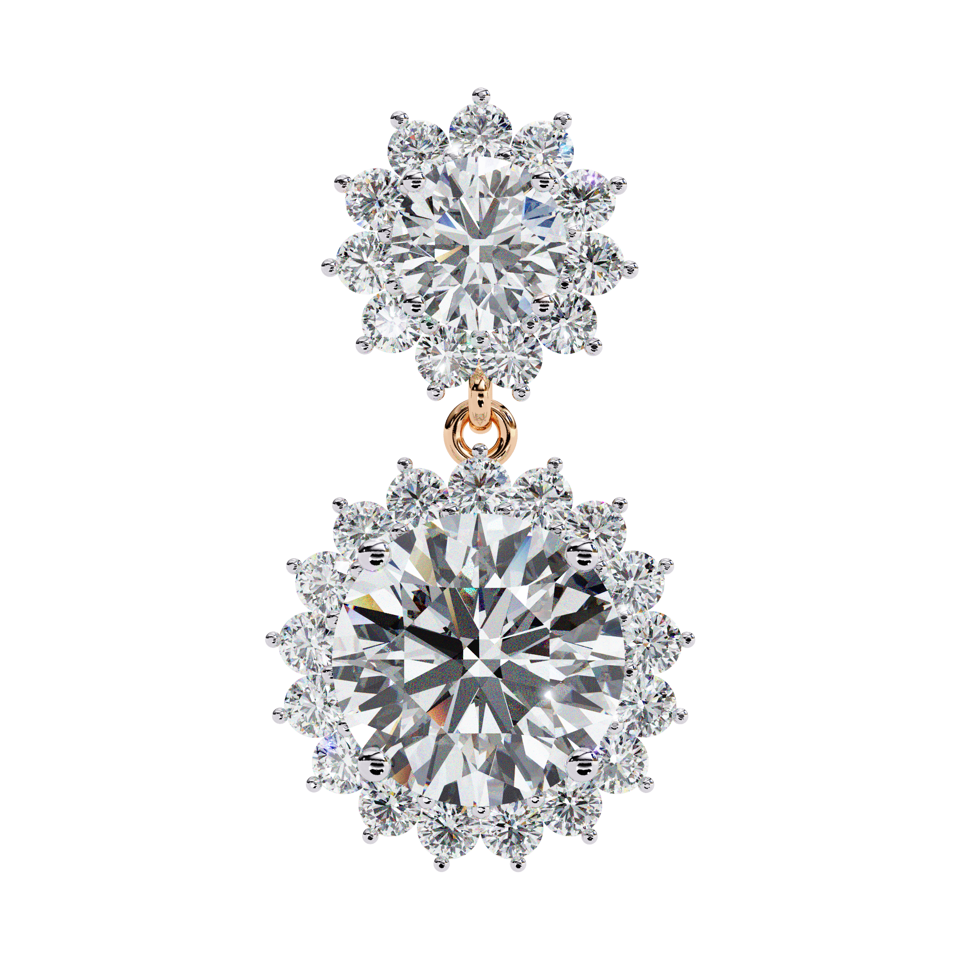 Solitairekart 1.37ct Floral Halo Natural Diamond Drop Earrings-HI Color, VS-SI Clarity